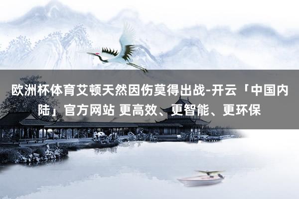 欧洲杯体育艾顿天然因伤莫得出战-开云「中国内陆」官方网站 更高效、更智能、更环保