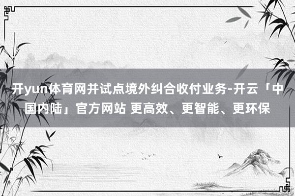 开yun体育网并试点境外纠合收付业务-开云「中国内陆」官方网站 更高效、更智能、更环保