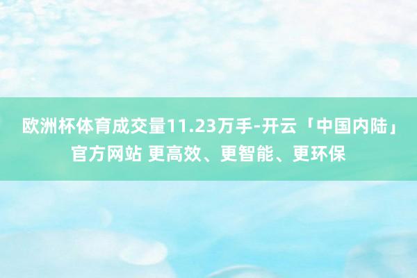 欧洲杯体育成交量11.23万手-开云「中国内陆」官方网站 更高效、更智能、更环保