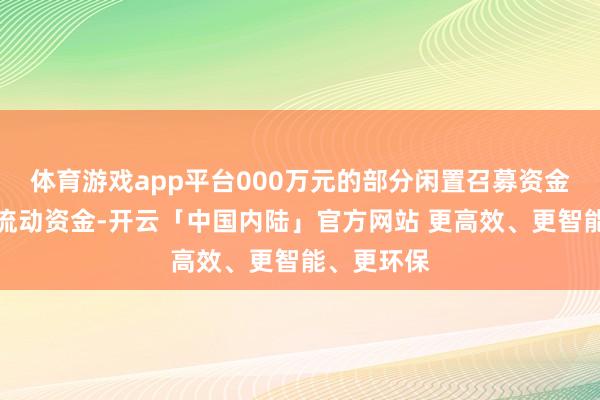 体育游戏app平台000万元的部分闲置召募资金暂时补充流动资金-开云「中国内陆」官方网站 更高效、更智能、更环保