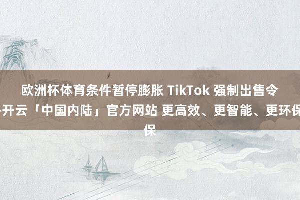 欧洲杯体育条件暂停膨胀 TikTok 强制出售令-开云「中国内陆」官方网站 更高效、更智能、更环保