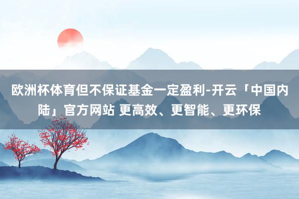 欧洲杯体育但不保证基金一定盈利-开云「中国内陆」官方网站 更高效、更智能、更环保