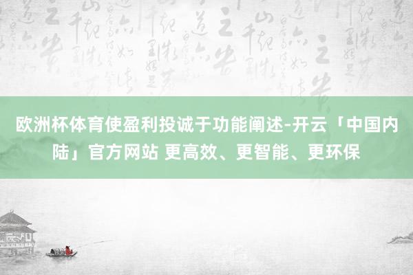 欧洲杯体育使盈利投诚于功能阐述-开云「中国内陆」官方网站 更高效、更智能、更环保
