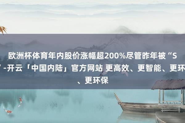 欧洲杯体育年内股价涨幅超200%尽管昨年被“ST”-开云「中国内陆」官方网站 更高效、更智能、更环保