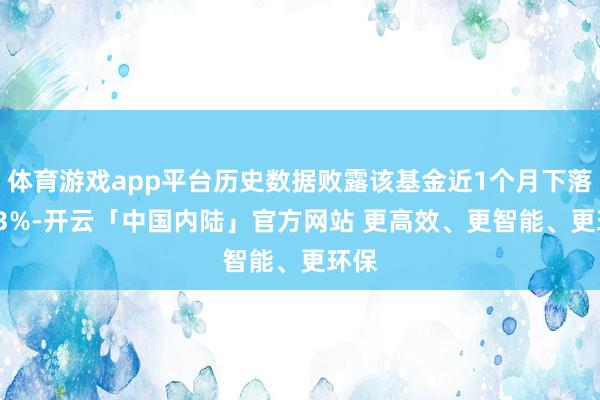体育游戏app平台历史数据败露该基金近1个月下落6.33%-开云「中国内陆」官方网站 更高效、更智能、更环保