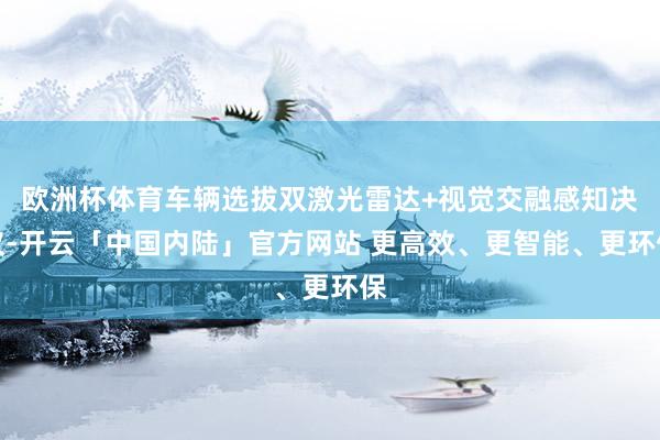 欧洲杯体育车辆选拔双激光雷达+视觉交融感知决议-开云「中国内陆」官方网站 更高效、更智能、更环保