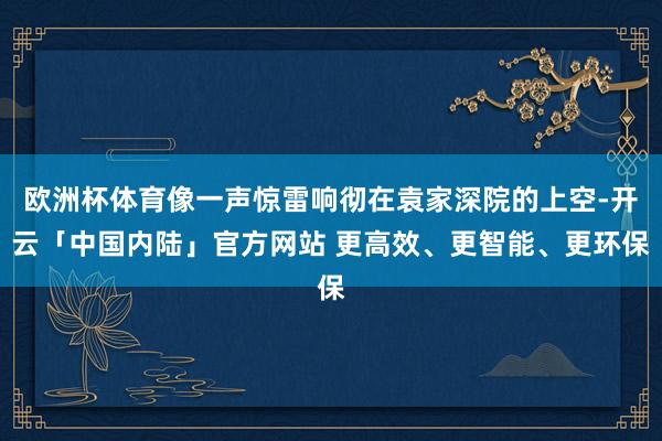 欧洲杯体育像一声惊雷响彻在袁家深院的上空-开云「中国内陆」官方网站 更高效、更智能、更环保